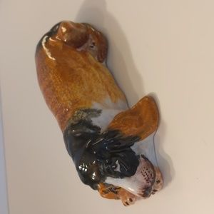 Vintage Italian Terracotta Porcelain Basset hound sculpture figurine 1950s